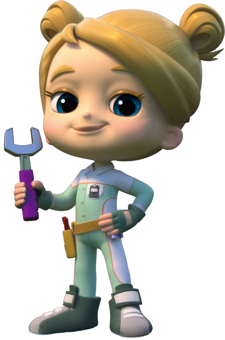 Image of Mighty Express character, Liza, holding a wrench